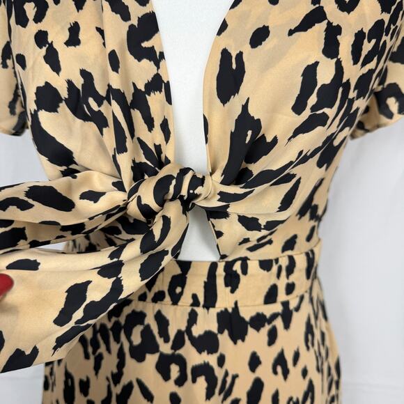 NWT Womens BALTIC BORN Poppy Satin Midi Dress Animal Print Cutout Medium Party - Picture 11 of 16